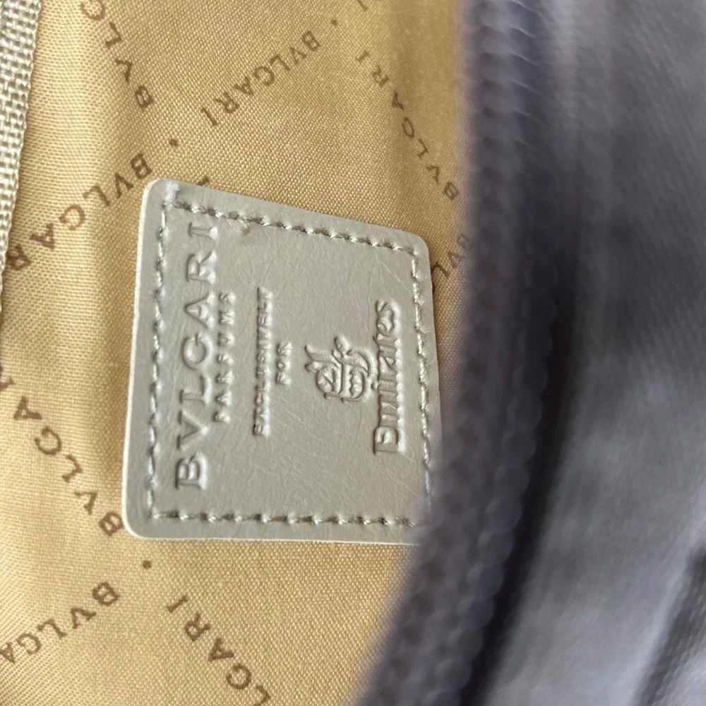 Bvlgari Toiletry Bag Emirates Pouch Brown Canvas Travel Case Gold Logo Organizer